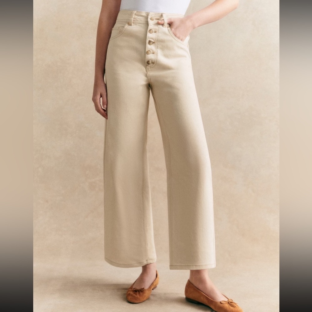 Sezane Le Crop Mottled Ecru